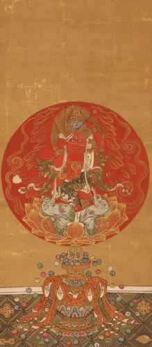 【伝来】b6826 仏画 爱染明王像 中国画