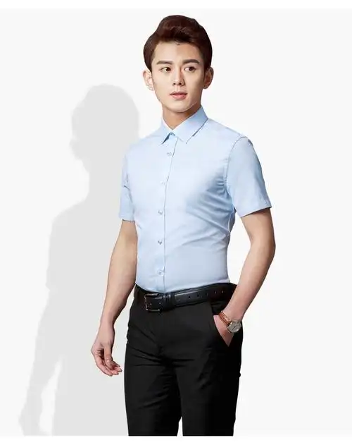 男士衬衫短袖夏季商务职业休闲韩版修身青年纯色半袖寸正装白衬衣夏季