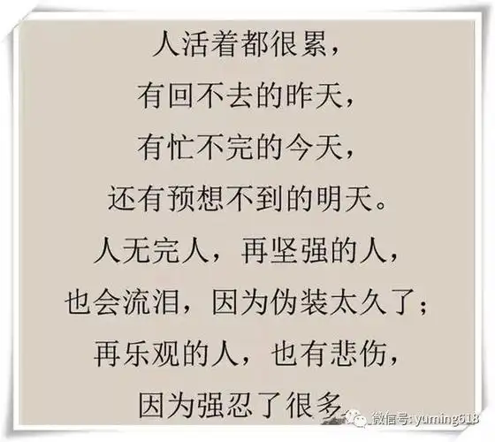 人活一世,每个人都很累,再坚强的人也会流泪,再乐观的人也有悲伤(美文
