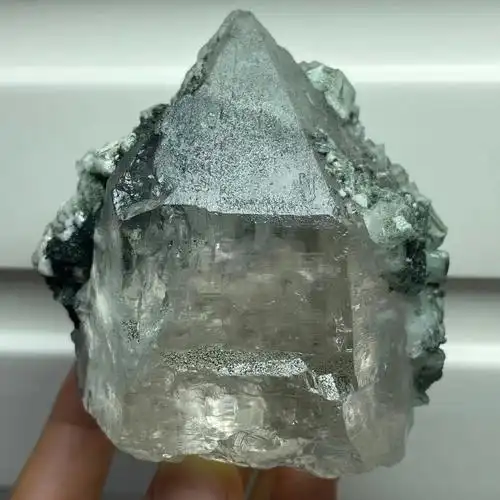 天然巴基斯坦喜马拉雅星光绿幽灵共生方解石规格87555cm