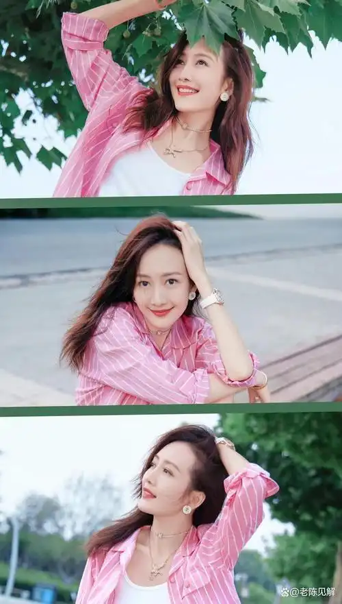 王鸥粉红色衬衫搭配小短裤绝对小清新风哦