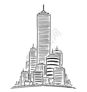 有摩天大楼矢量艺术绘画说明通用城市高升起风景图示与skyscraper插画