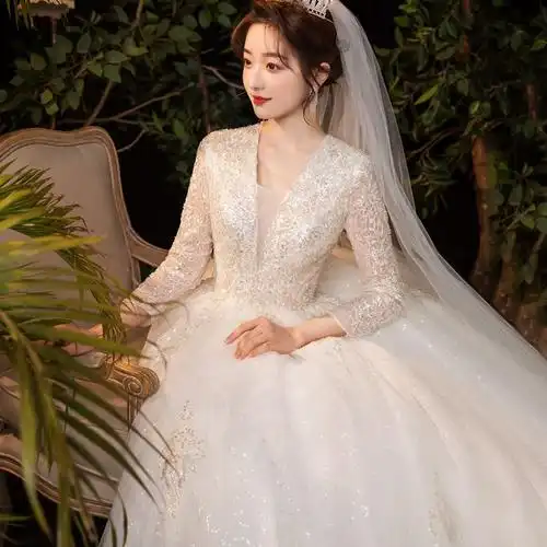 小个子婚纱2021新娘新款主婚纱冬季