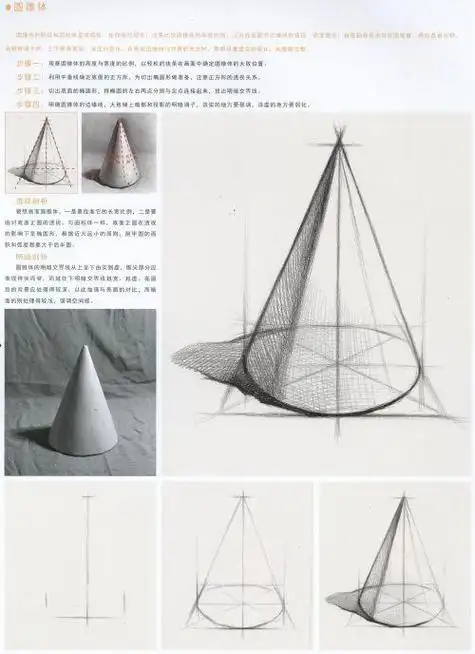 素描初学者入门必备几何体教学 素描几何体圆锥的绘画方法