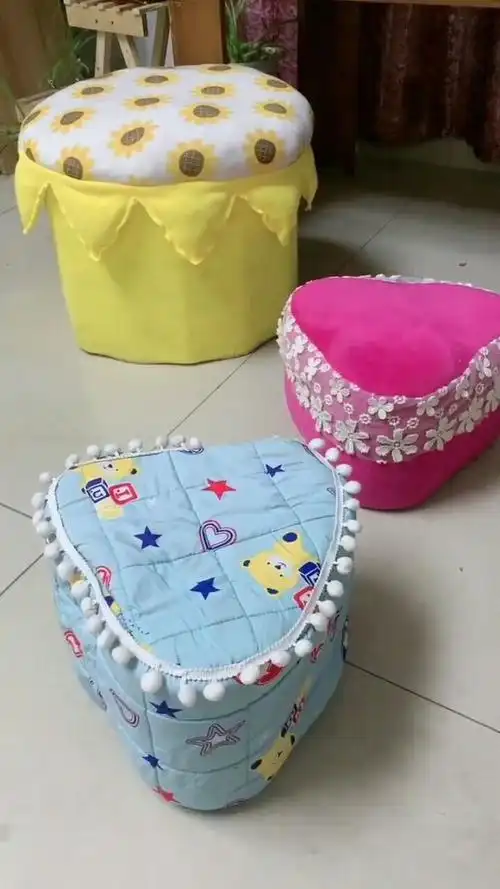 奶粉桶做的小凳子,孩子特别喜欢,简直爱不释手