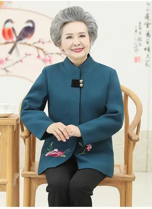 【高品质】【好质量】奶奶装秋装气质外套70岁中老年人女妈妈外衣老人