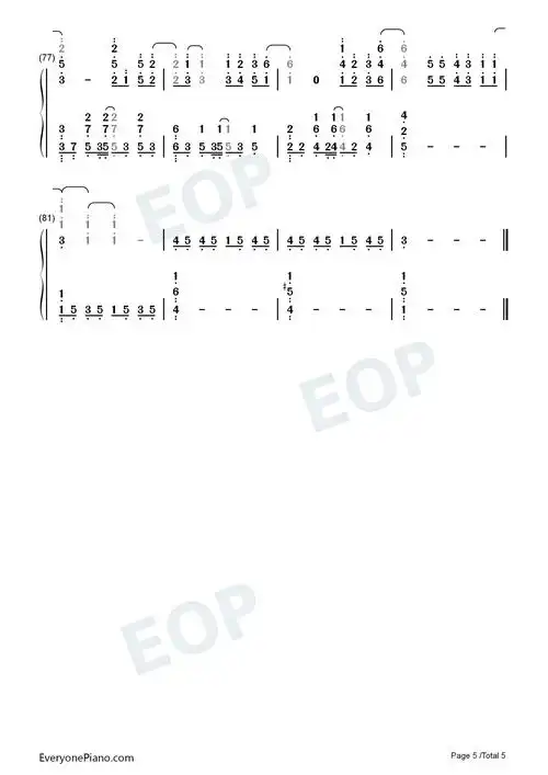 爱情废柴-周杰伦双手简谱预览5-钢琴谱文件(五线谱,双手简谱,数字谱