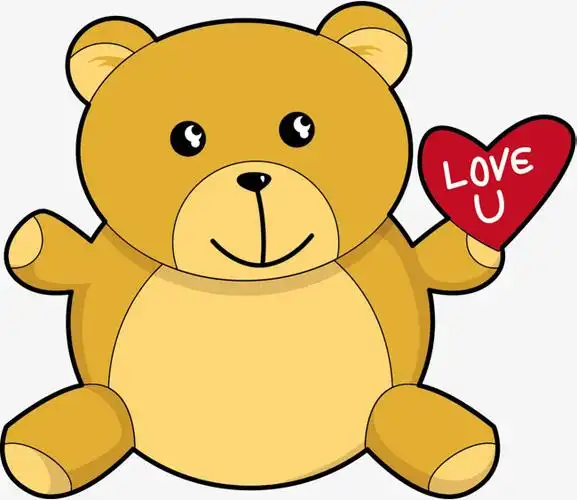 黄色卡通爱心小熊
