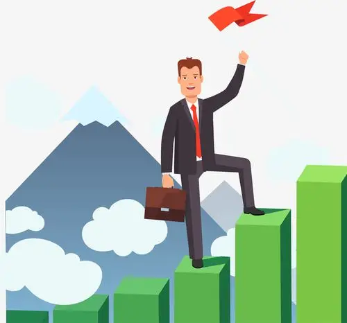 矢量手绘登顶的人