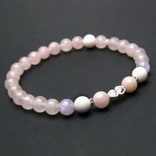 02比价【lucky plus】6mm蛋白石浪漫水晶纯银爱心手环(可选手围尺寸