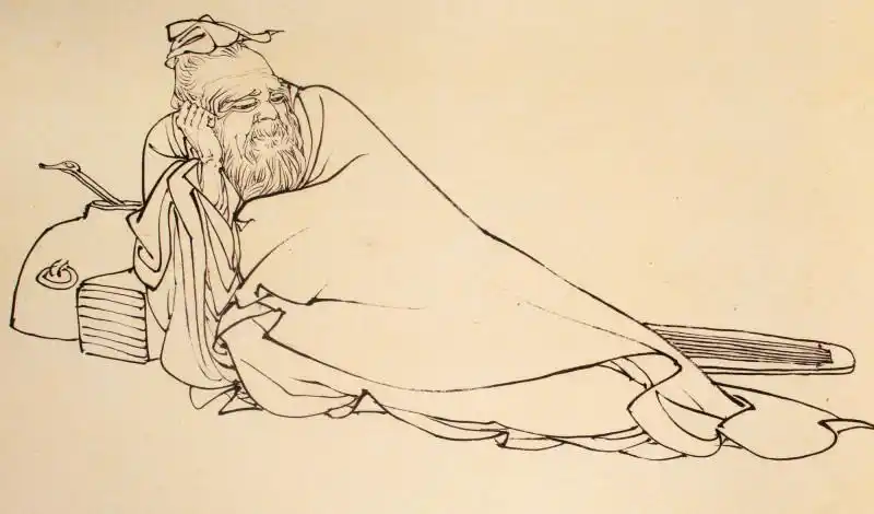 蔡岚工笔白描人物