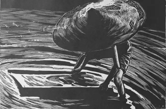 铜版画:石玉翎(女)早期版画〖山城雨〗 - 石墨閣 - 石墨閣