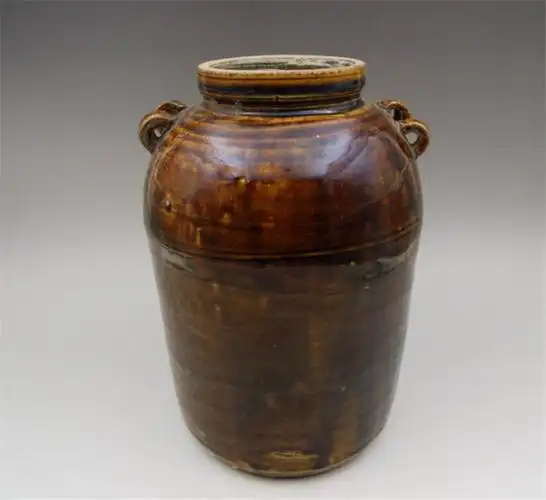 个头很大釉水超好的明代酱釉双系罐 - 历代陶器瓷器 - 古泉社区