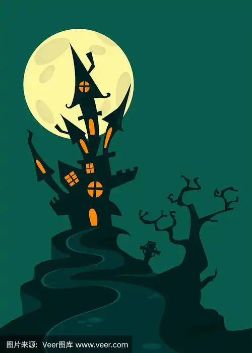 卡通恐怖的鬼屋.万圣节的矢量图