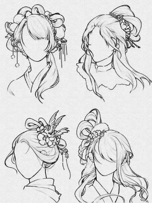 500 各种古风人物发型绘画参考合集!oc素材