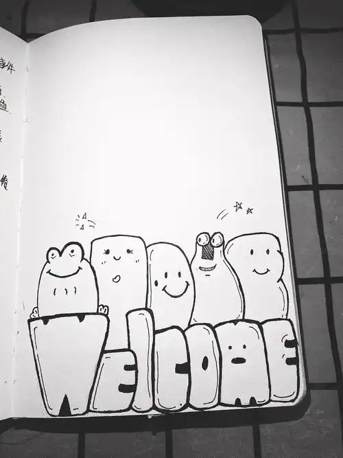 手绘动漫黑白字母手帐素材|插画|概念设定|z86836029 - 原创作品