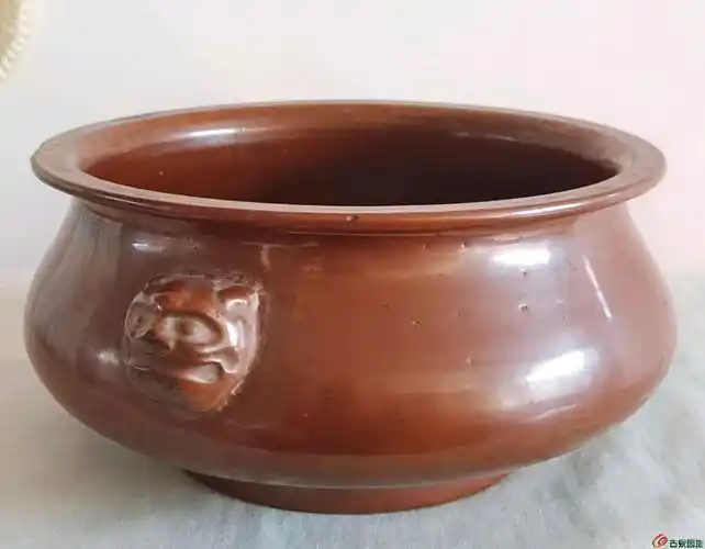 清中期 酱釉双虎首香炉 - 历代陶器瓷器 - 古泉社区