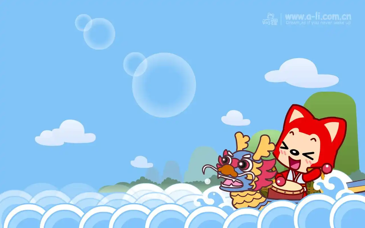 善良可爱的卡通形象阿狸欢度圣诞节高清电脑桌面壁纸