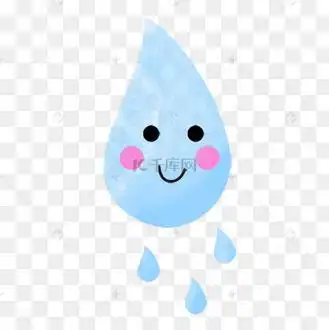蓝色可爱卡通微笑表情水彩雨滴