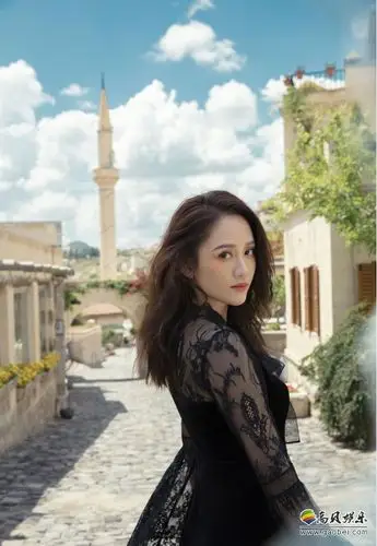 陈乔恩微博晒出一组美图身穿黑色蕾丝连衣裙转身回眸妩媚撩人