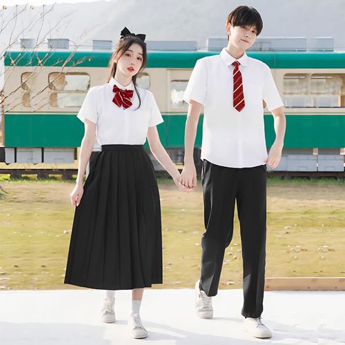 韩版校服套装初中高中学生装校园英伦学院风白衬衫长裙毕业合照服