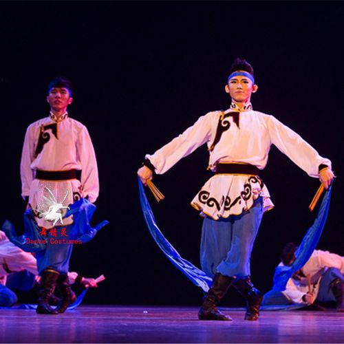 蒙古新款筷子舞湛男子群舞舞蹈改良袍艺练功民族服装