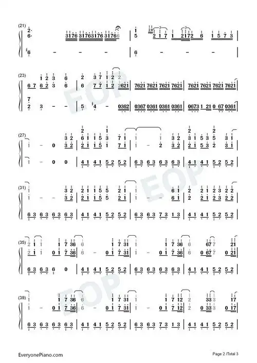 eyewater进击的巨人ost双手简谱预览2