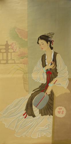 仿古收藏精品无款国画四尺仕女工笔人物商品装饰画rb9072704