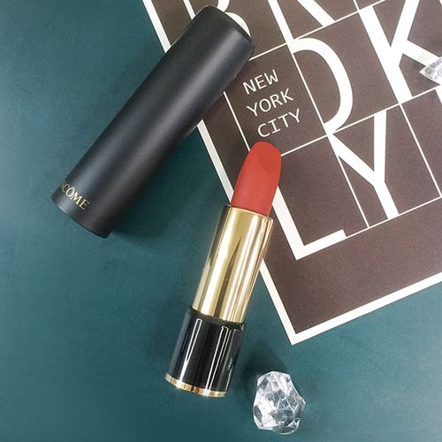 lancome兰蔻196磨砂哑光口红胡萝卜色菁纯唇膏唇釉丝绒显白提气色