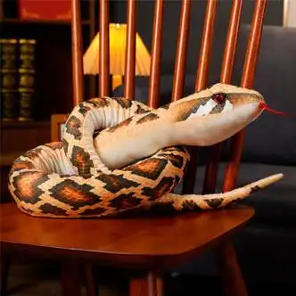 嘟兜 仿真蛇公仔玩偶大蟒蛇毛绒玩具整蛊表演道具黑蛇 蟒蛇a 2米1