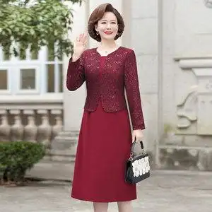 喜婆婆结婚宴礼服中老年女装春秋气质裙子结婚宴礼服妈妈纯装连衣裙
