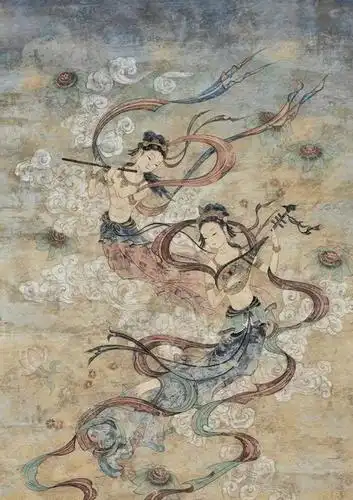绝美敦煌壁画大丈夫相的观世音怀抱琵琶的飞天女惊艳了世人