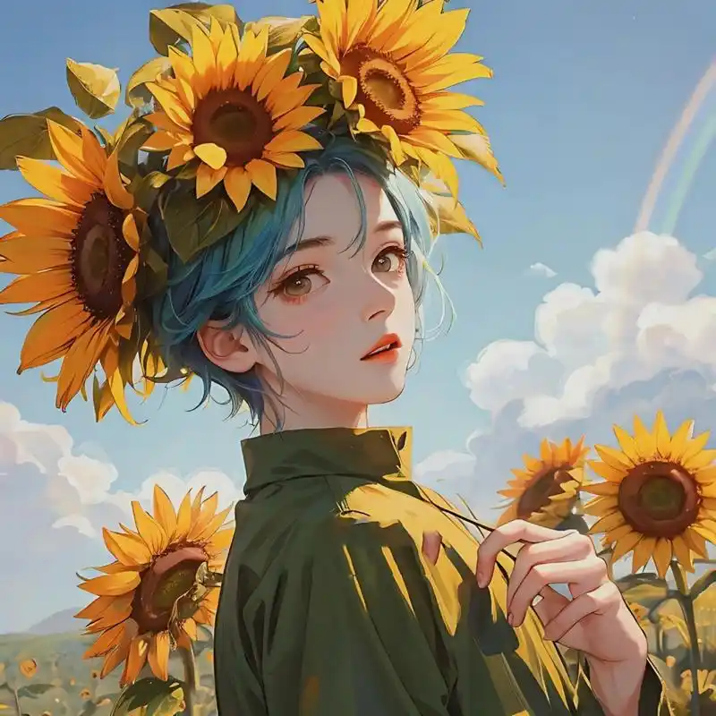 男粉也得宠,向日葵男孩头像来了,可以搭配向日葵女孩做情侣头像哦