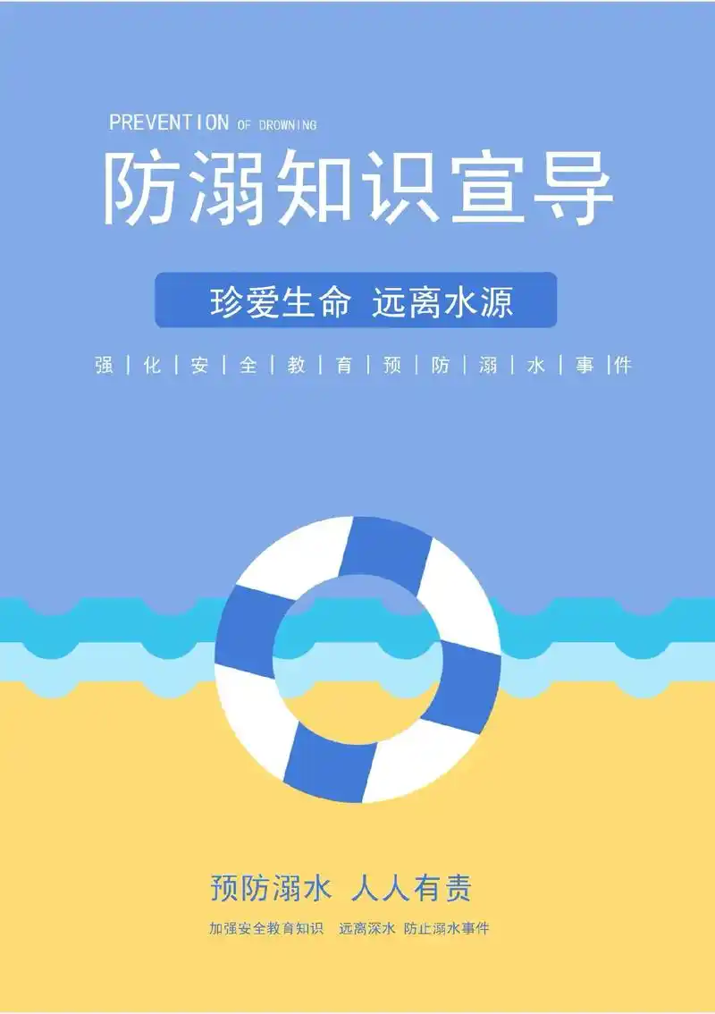 夏季防溺水警示海报 卡通防溺水安全知识宣传海报#珍爱生命远离 - 抖
