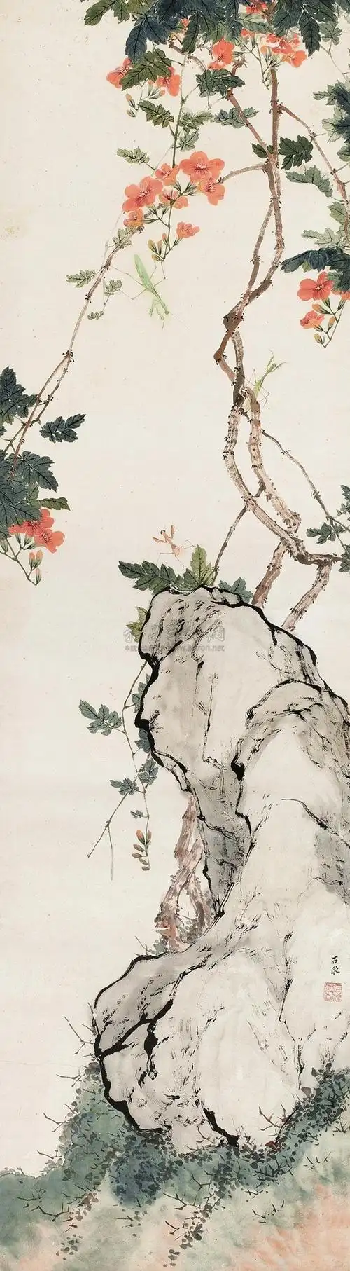 0124凌霄花立轴设色纸本