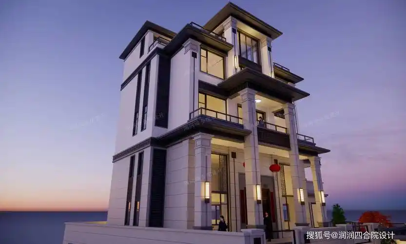 新中式全石材别墅,创新整层架空17×16——润润四合院设计刘鹰_空间