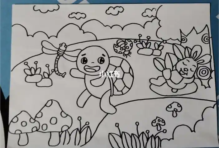 儿童画画简笔画红色蓝色