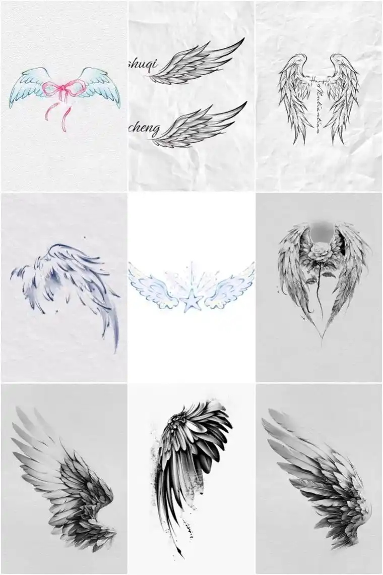翅膀纹身手稿图片和寓意含义