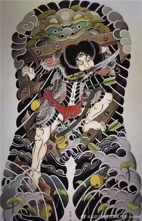 今日纹身图案推荐不同艺术家创作的张顺破水门#北京纹身##纹身设计