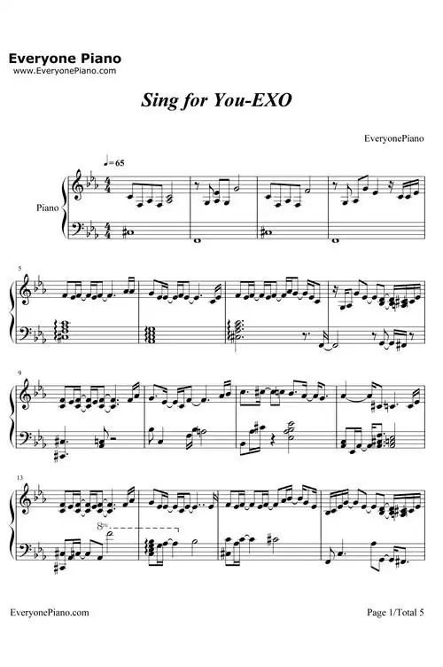 sing for you钢琴谱-exo1