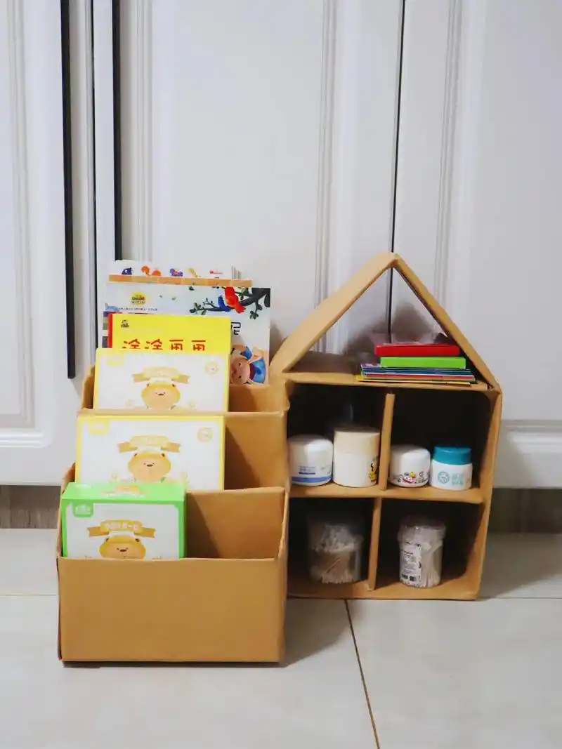 diy废旧纸箱改造小书架