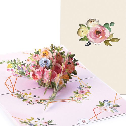 教师节贺卡手工3d立体鲜花贺卡花束卡片感恩礼物送老师通用小卡片