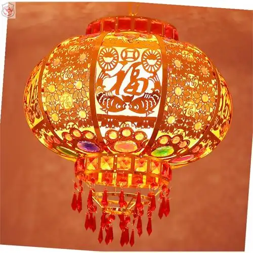 别墅新年吊灯高档走马灯带电阳台喜庆国风灯笼过中灯笼春节大门红