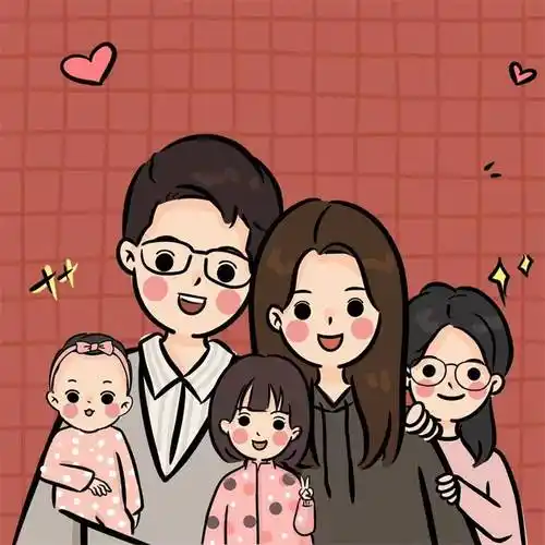 煌福轩精选好物微信定制全家福手绘定制作情侣一家三四口约稿q版卡通