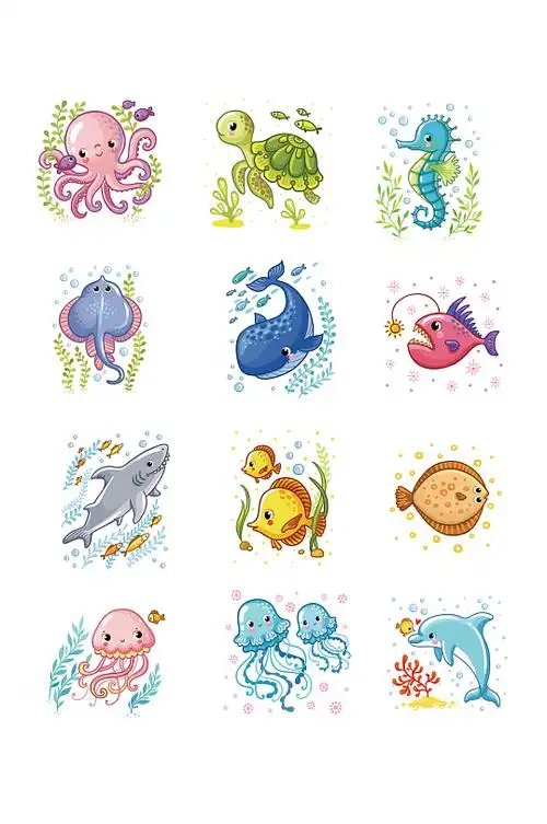 可爱卡通海底世界图片-可爱卡通海底世界素材下载-众图网