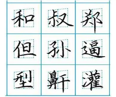 练习步骤 梯形格练字步骤要严格做到一临二背三组合. 1.