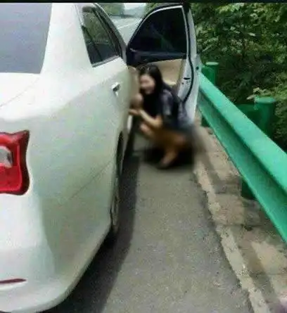高速堵车美女内急小便百态!(图)