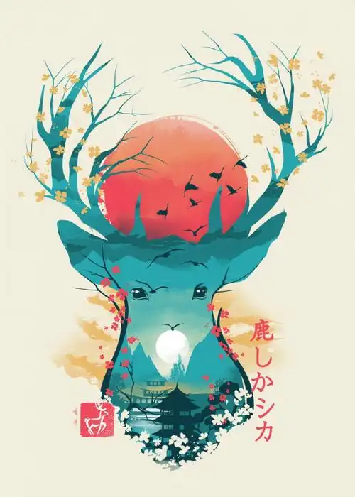 超美负空间动物主题创意插画