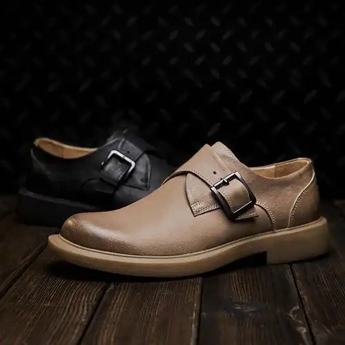 男牛皮搭扣鞋