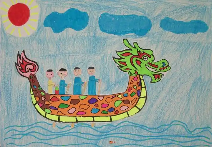 端午节划龙舟儿童画大全